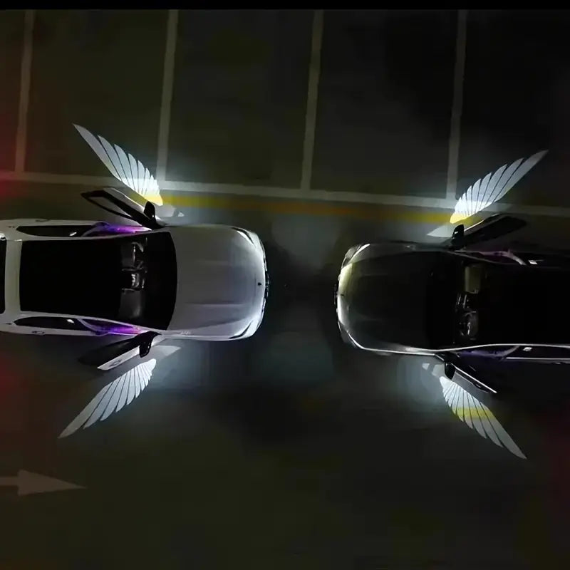 ✨🚗 Set 4 Luci Porta Auto “Ali d’Angelo” – Design Fibra di Carbonio