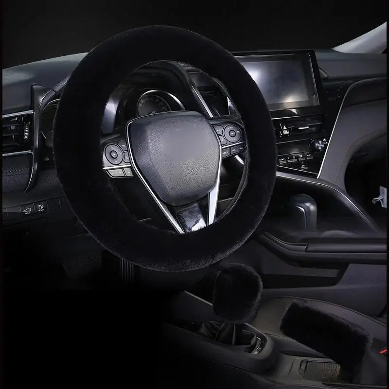 🐻🚗 Set 3 Accessori Auto in Peluche Morbido – Copri Cambio, Freno a Mano & Tasca Volante