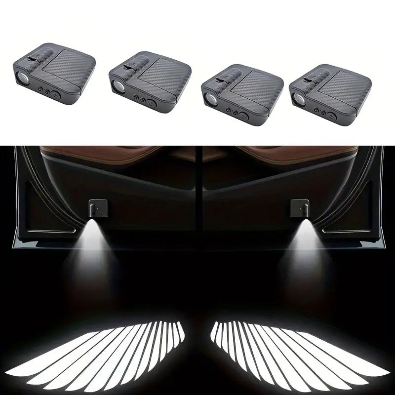 ✨🚗 Set 4 Luci Porta Auto “Ali d’Angelo” – Design Fibra di Carbonio