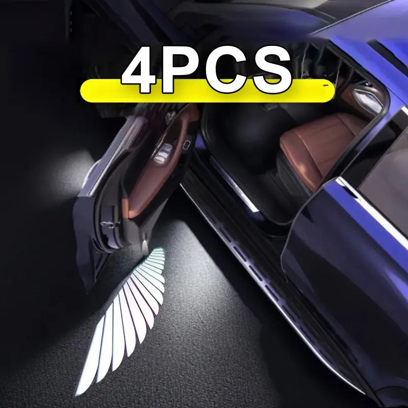 ✨🚗 Set 4 Luci Porta Auto “Ali d’Angelo” – Design Fibra di Carbonio