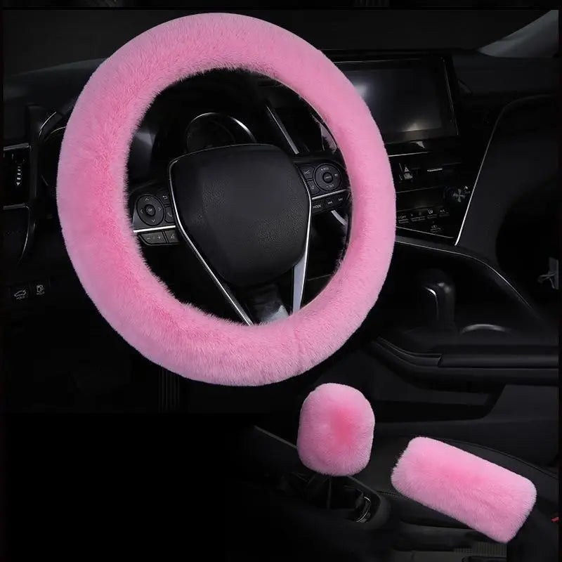 🐻🚗 Set 3 Accessori Auto in Peluche Morbido – Copri Cambio, Freno a Mano & Tasca Volante