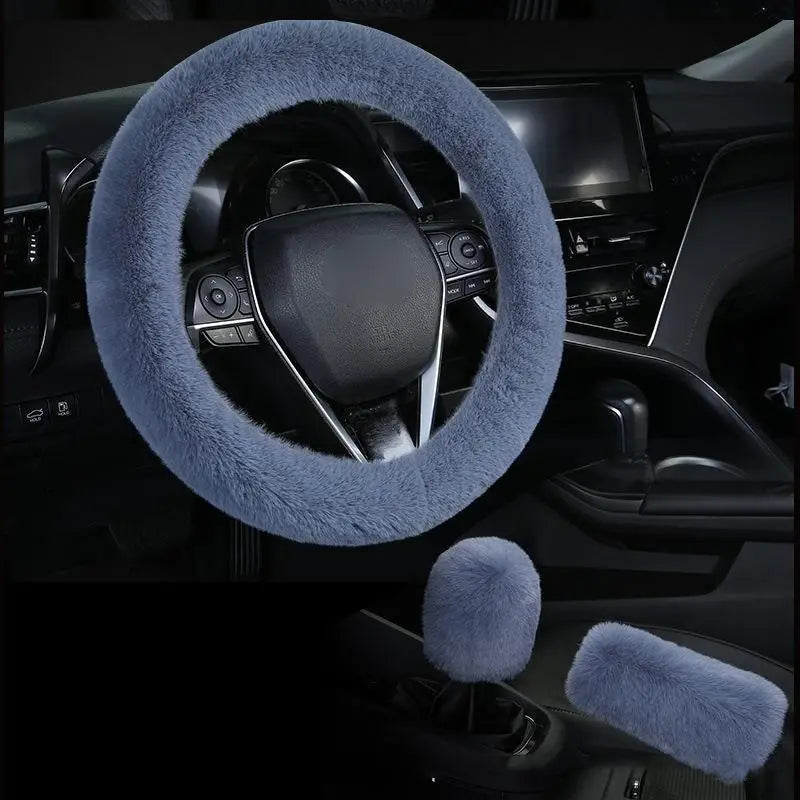 🐻🚗 Set 3 Accessori Auto in Peluche Morbido – Copri Cambio, Freno a Mano & Tasca Volante